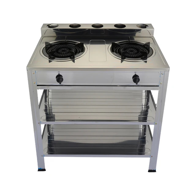 New Type Free Standing 150mm Heavy Duty Cast Iron Burner Double Burner Gas Cooktop Stainless Steel Auto Ignition Gas Stove 2