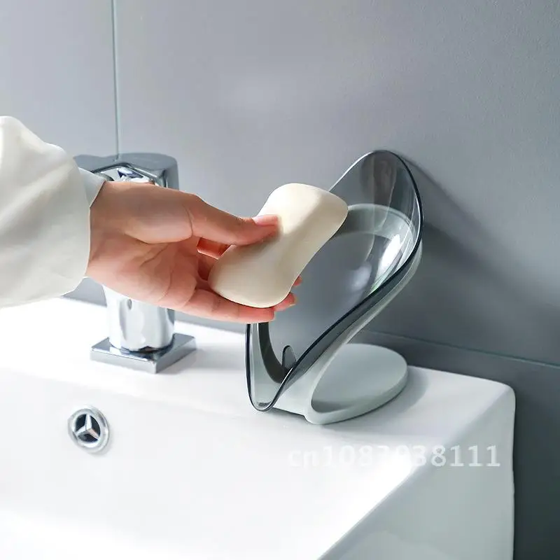 

Soap dish with suction cup for bathroom Nordic style Leaf shape Soap Holder Sponge drain rack Kithcen Bathroom supplies