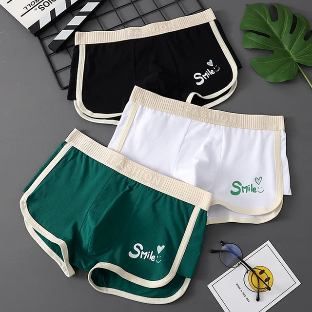 [Bloom the love] Marque Smile 1 pièce/3 pièces Boxer pour homme Sous-vêtements en coton Boxershort Boxers pour homme Cuecas Masculina Taille M-3XL XS641 1