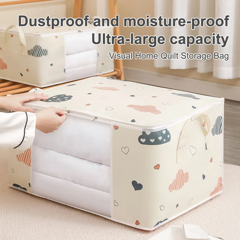 Cloud pattern with handle, large capacity household clothing, bedding, dust-proof and moisture-proof storage bag 5