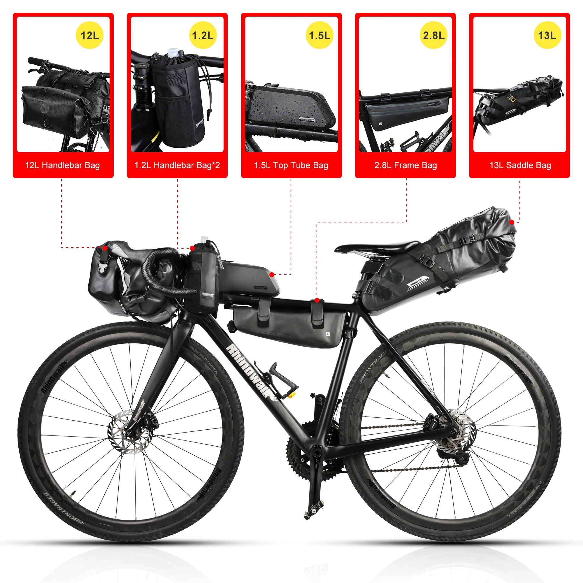 Rhinowalk Bike Bag Set 12L Or 1 Pc Bag Bike Saddle Bag Waterproof Cycling Handlebar Bag MTB Road Bike Top Tube Front Frame Bag 7