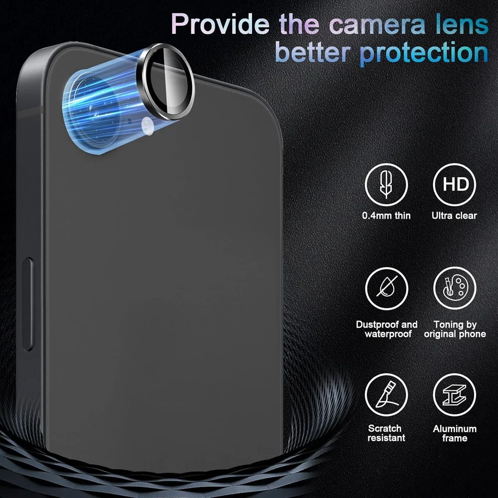 3D Metal Lens Glass Ring Camera Protector Case Cover