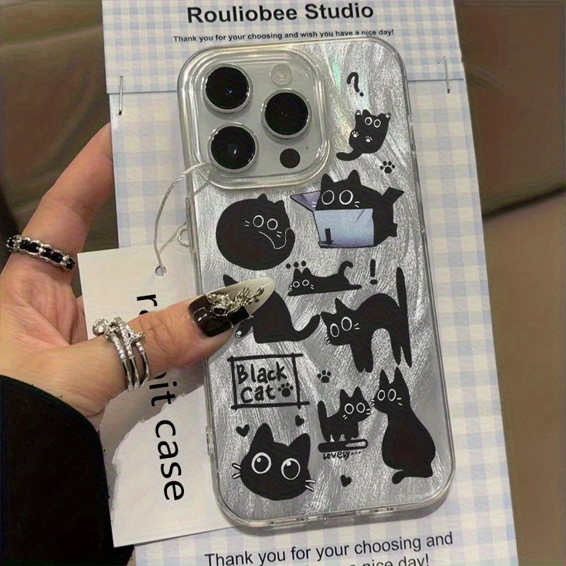 Cartoon Minimalist Cat Phone Case Cover