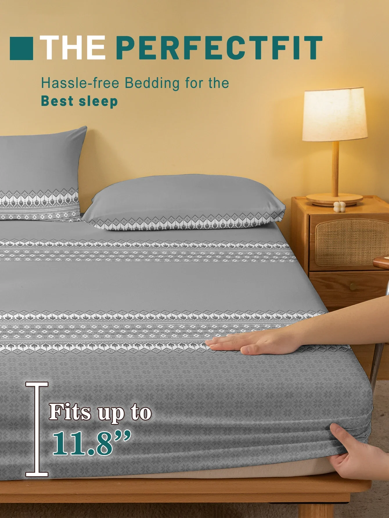 1 Simple modern Geometry printed matte Fitted Sheet, bedroom printed bed cover, bedding (excluding pillowcases) 3