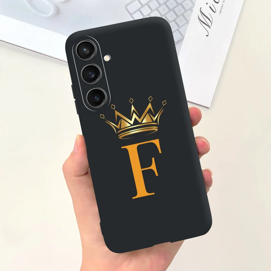 Fashion Crown Sakura Initial Letter Soft Silicone Phone Case