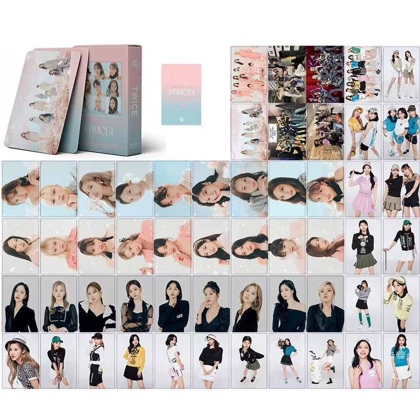 Album Cards Lomo Cards 55Pcs/Set Kpop Photocards TWICE Stars Album Cute Lomo Cards Print HD TWICE4 Lomo Card Double Side Fans Gift Photocards