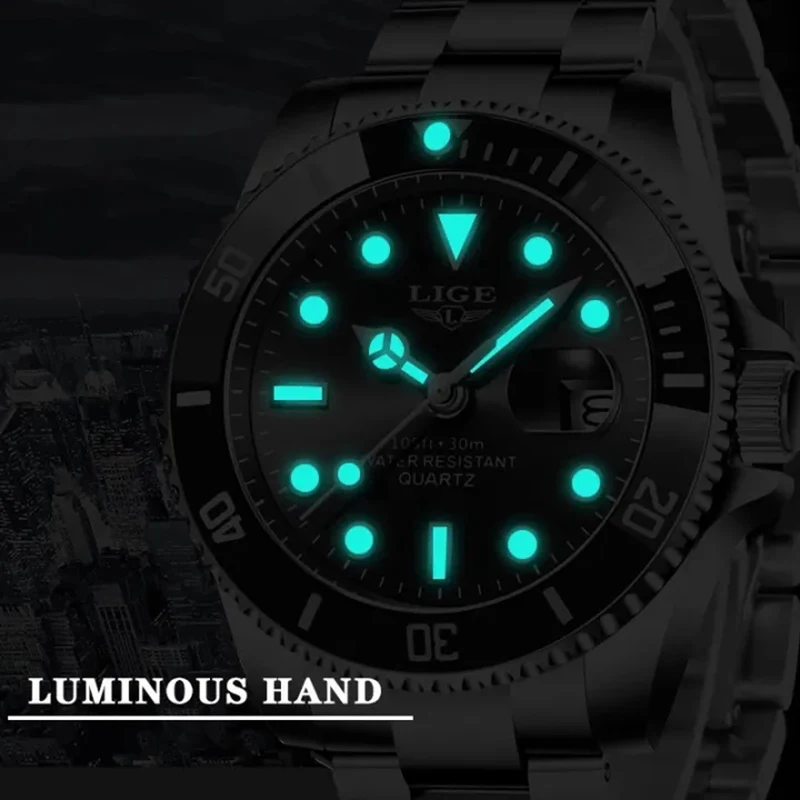 Quartz Watch For Men LIGE Casual Business Waterproof Chronograph