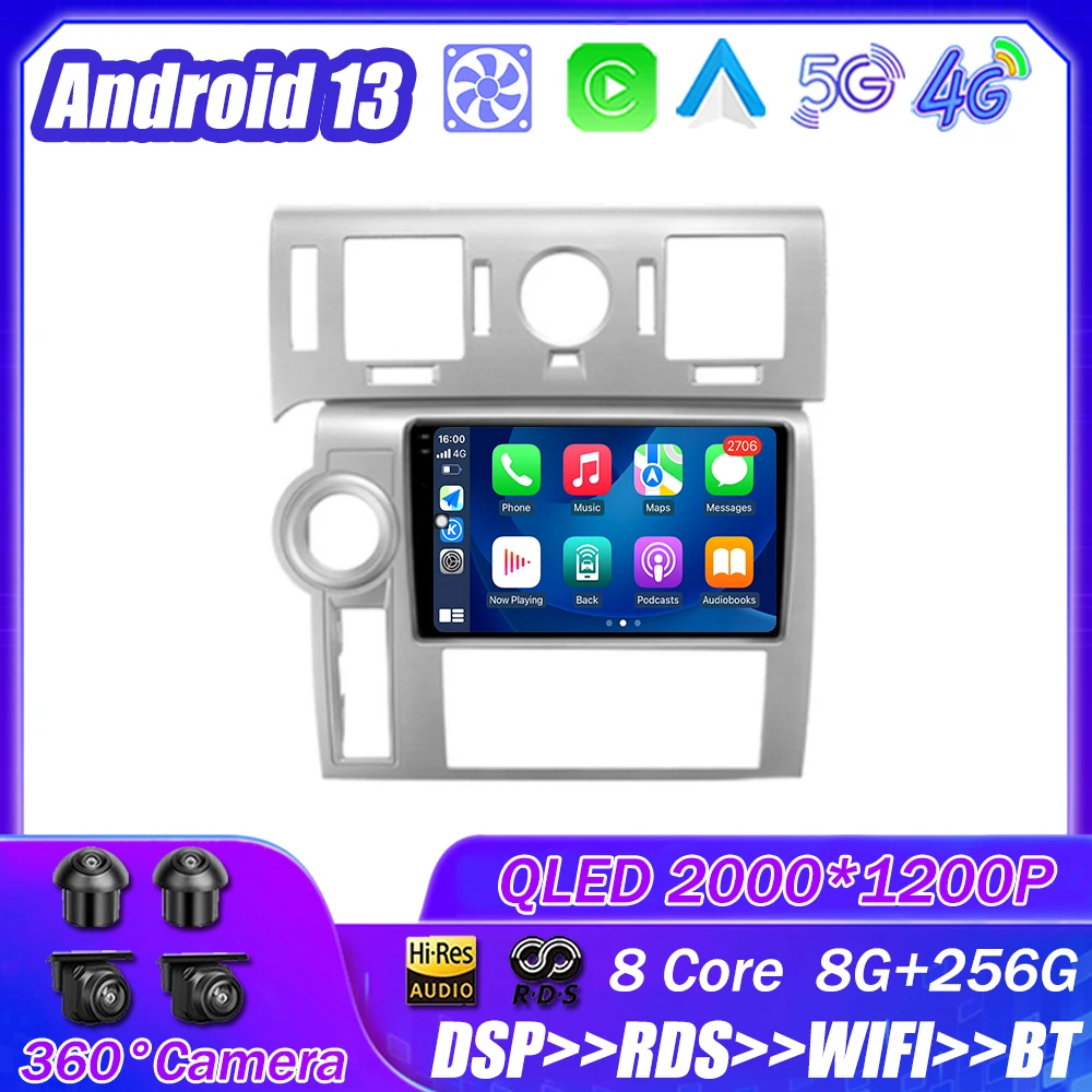 

Android 13 для Hummer H2 E85 2007-2009, автомобильное радио, мультимедийный плеер, навигация, стерео, GPS, автомобильное головное устройство, № 2 Din, DVD, 5G