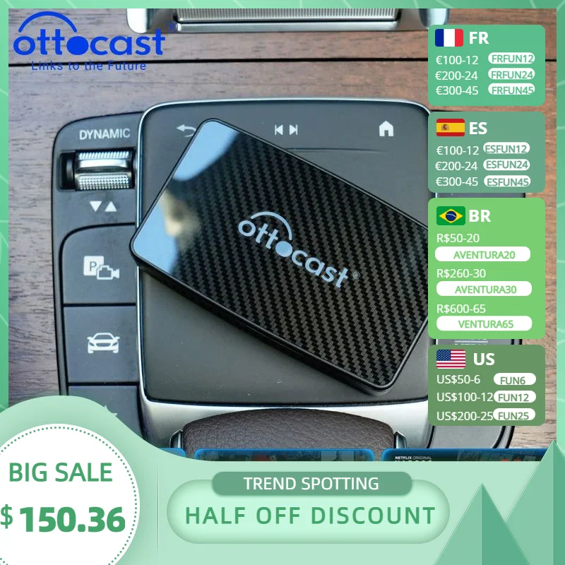 Ottocast Wireless Android Auto Carplay Ai Box Multimedia Youtube