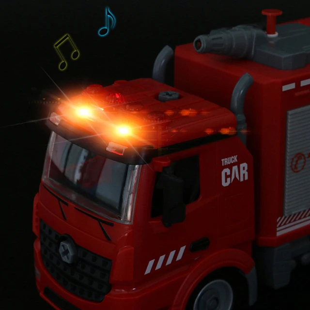 DIY Nut Assembly Engineering Vehicle Educational Early Education can Spray Water Fire Truck Inertial Vehicle Children Toys 2