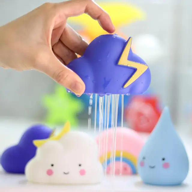 Baby Bath Toys Cloudy Rainbow Rain Thundercloud Weather Toy Kids Bathroom Water Spraying Early Educational Toy 1