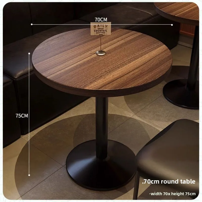 American Style Bar Table and Chair Set Solid Wood Dining Table Whiskey Bistro Furniture Retro Commercial Restaurant Furniture