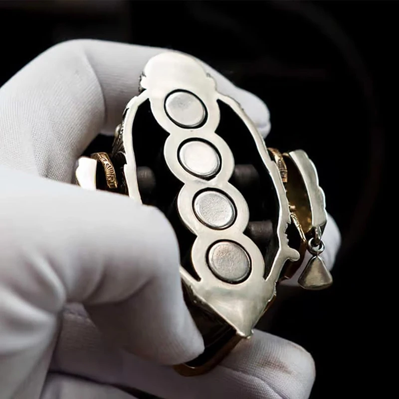 メッキ スカル 磁器 Handmade Metal Mechanical Skull Magnetic Decoration,Gothic Skull