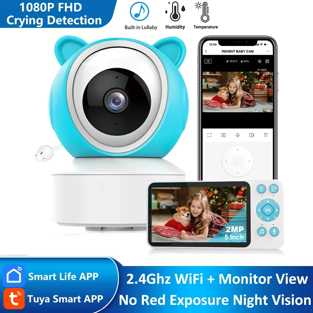 

Смарт-видеоняня Tuya с Wi-Fi, датчиком температуры и звуком, 1080P