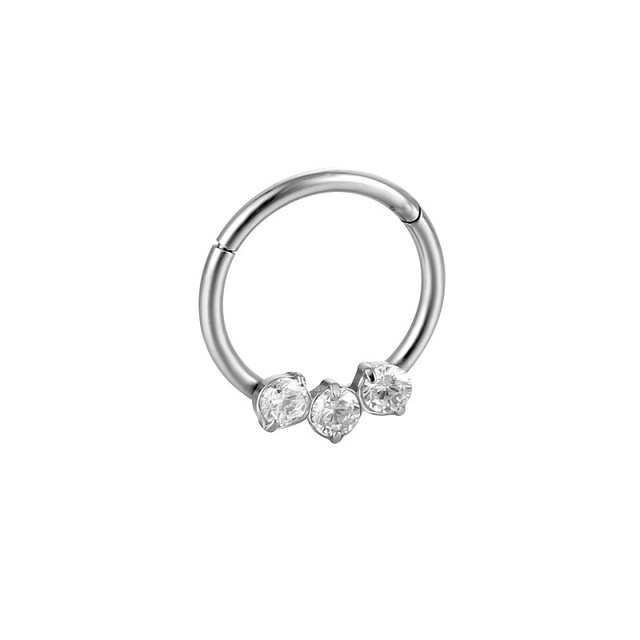 Nose Piercing Ring Hinged Segment Zircon Septum Piercing Clicker Opal Ear Cartilage Tragus Helix Lip Nariz Pircing Cuff Goth