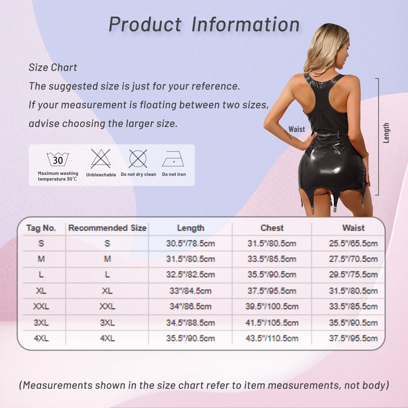 Wetlook Womens 특허 가죽 오픈 가슴 드레스 섹시한 파티 Clubwear 중공 젖꼭지 민소매 지퍼 미니 드레스 (가터 클립 포함)