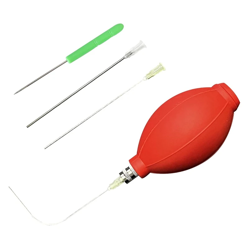 Hot Selling-Easy Egg Blower Tools One Hole Empty Egg Pump Supplies Ukrainian Decorating Kit Red With Replaceable Gas Needles