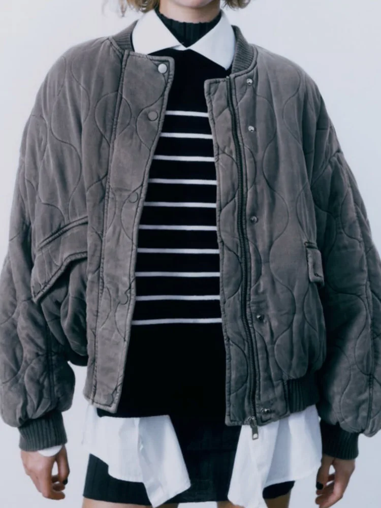 

2023 Women Autumn Winter Parkas Jackets Coats Fashion Loose Down cotton Wram Female Elegant Street Bomber Jacket Outerwear