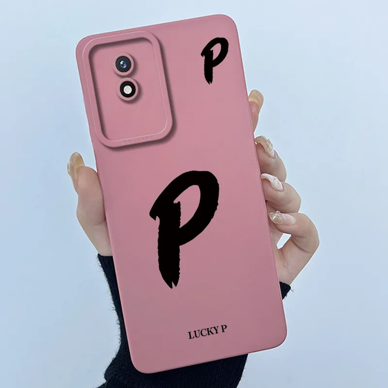 Lucky Initial Letter Silicone Soft Phone Case - Stylish Protective Bumper Cover