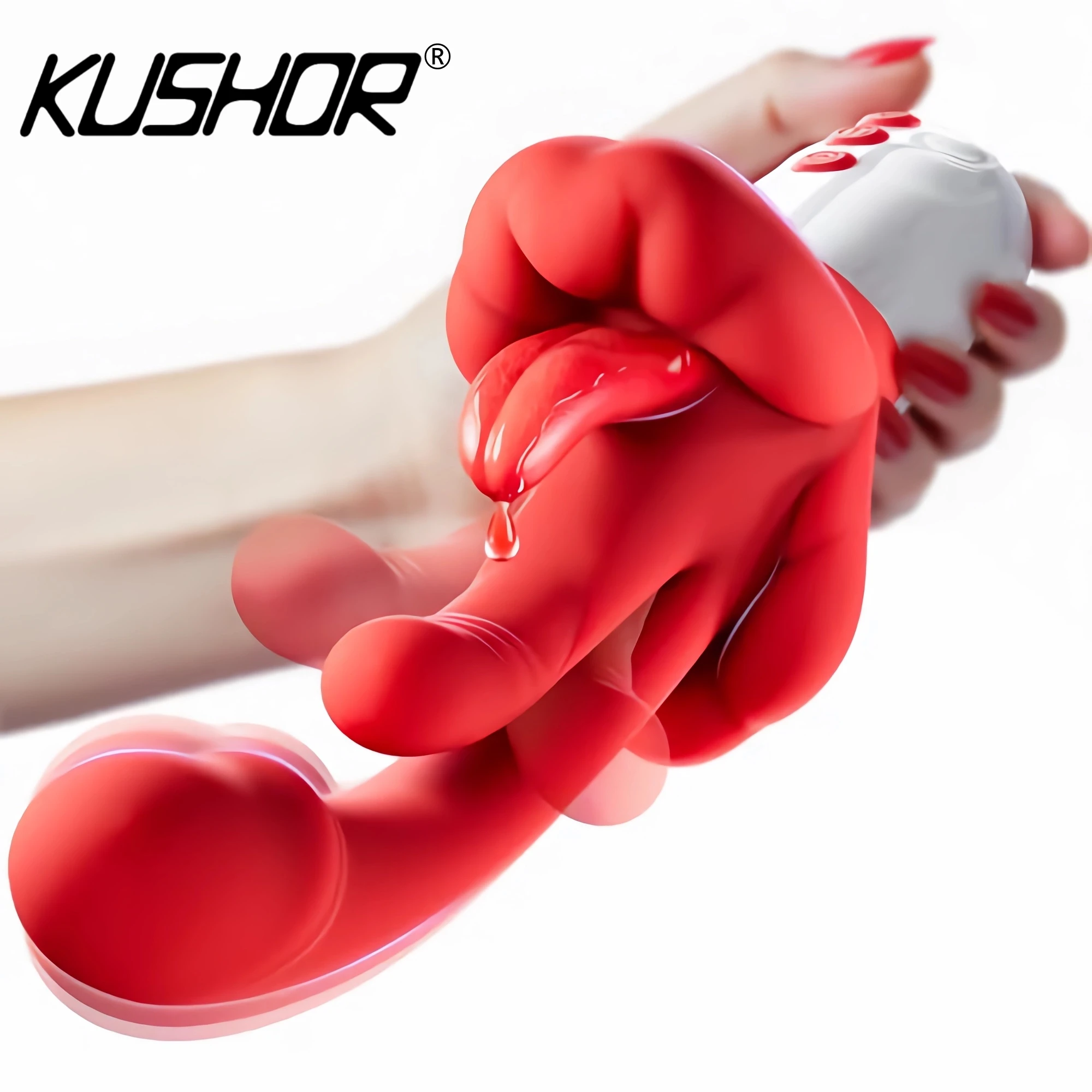 KUSHOR 5-in-1-Dildo-Vibrator für Frauen, Schaukeln, Zunge, G-Punkt, Klitorisstimulator, Vaginalmassage, weiblicher Masturbator, Sexspielzeug für Erwachsene