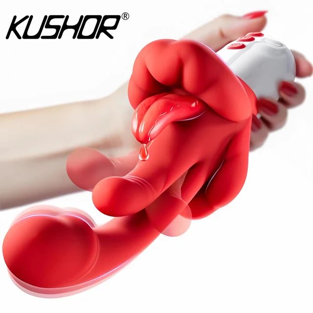 KUSHOR 5-in-1-Dildo-Vibrator für Frauen, Schaukeln, Zunge, G-Punkt, Klitorisstimulator, Vaginalmassage, weiblicher Masturbator, Sexspielzeug für Erwachsene