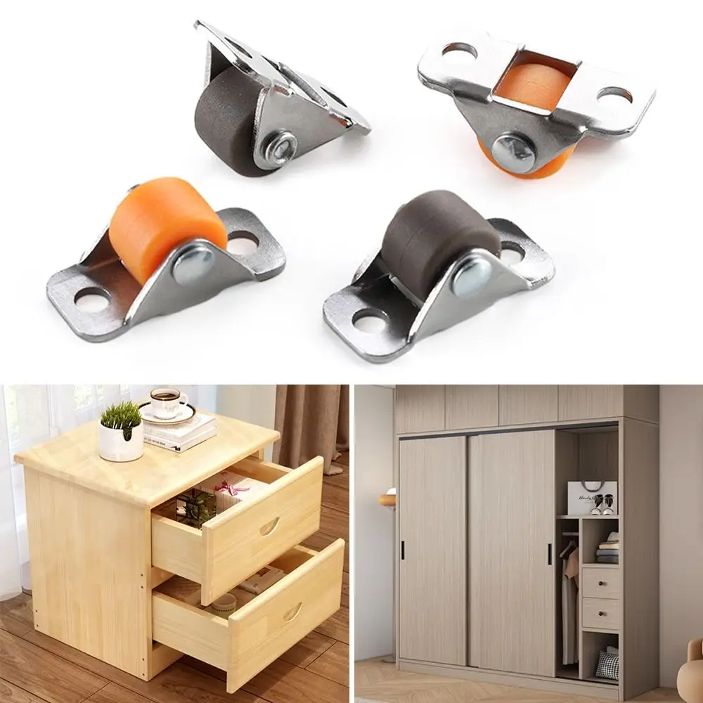 4Pcs 0.5inch Furniture Straight Wheel Directional Casters Drawer Tray Accessories Trash Can Storage Box Laundry Basket Caster