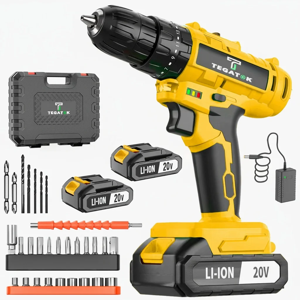 45N.M Electric Screwdriver Set Rechargeable Lithium Battery Impact Drill LED Light for DIY Household For Makita 20V Battery