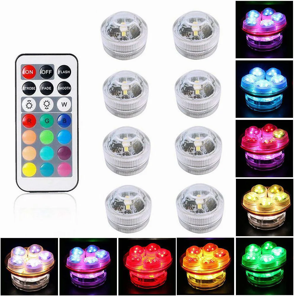 RGB LED Submersible Light Waterproof IP68 Underwater Light Remote Controller Outdoor Swimming Pool Fountain Fish Tank Decoration