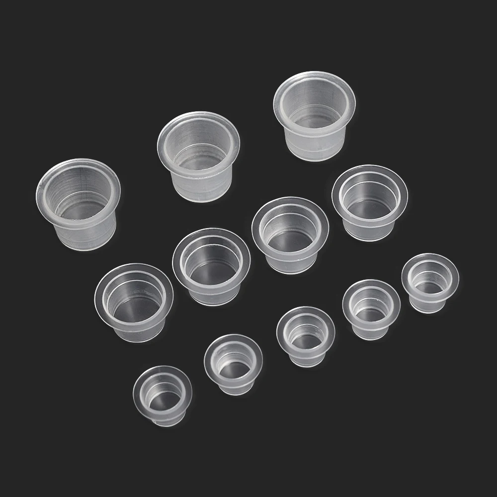 

100 Stks Plastic Microblading Tattoo Ink Cup Cap Pigment Clear Houder Container S/M/L