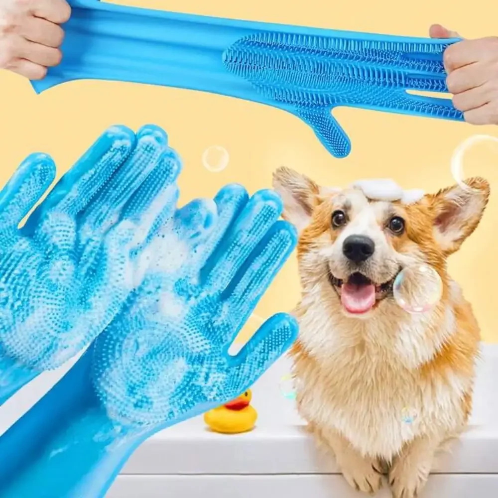 Pet Bath Massage Hair Removal Gloves High Quality Silicone Hair Removal Comfortable Clean Anti-Bite Gloves Dog Bath