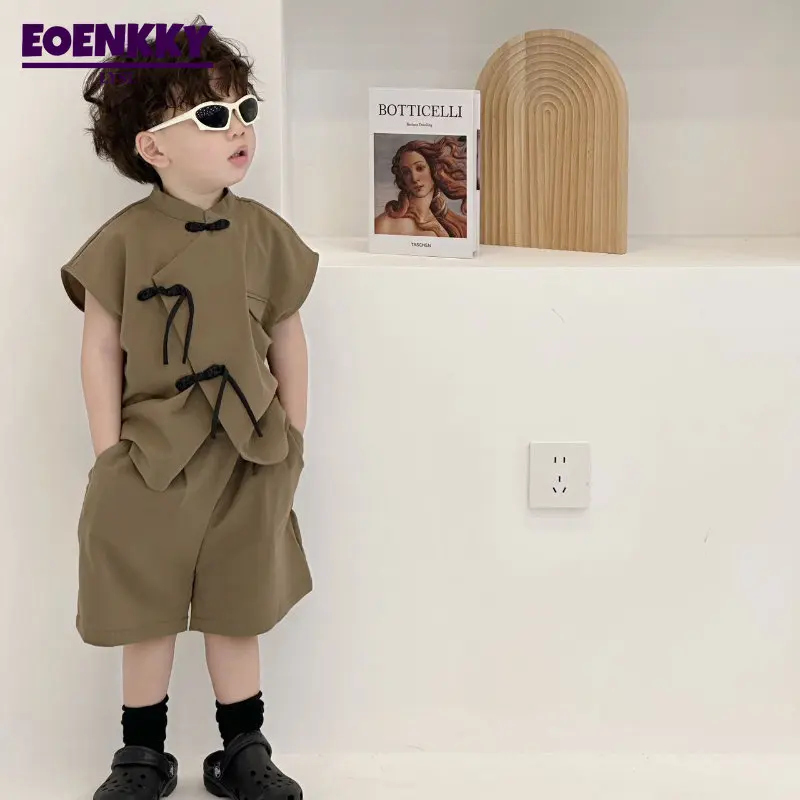 

Children's Summer Set New Casual Korean Edition Boys Girls Fashion New Suit for Boy Chinese Sleeveless Vest Top Suits Trend 2023