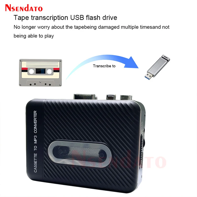Portátil Usb Cassette Tape Player Standalone Audio Gravador de Música Mp3 Converter Salvar Mp3 em Usb Flash Drive - Image 3