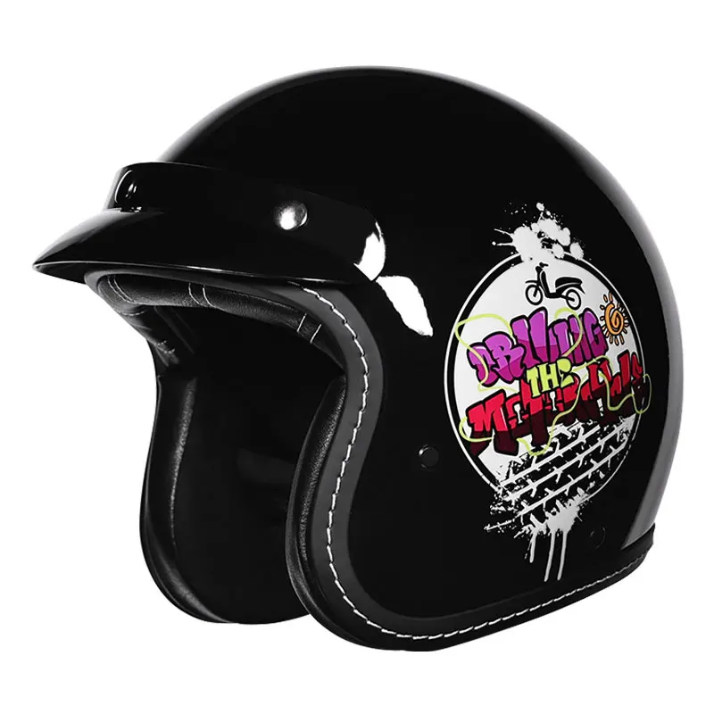 

Jet Helmet DOT Approved Open Face Motorcycle Helmet for Moped Scooter Cafe Racer Retro Vintage 3/4 Half Helmet Men Women