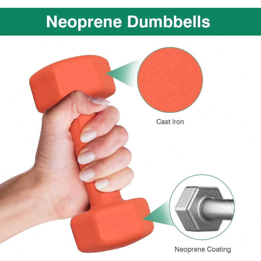 8lb Pair Dumbbell Hand Weight – Neoprene Dumbbell Exercise & Fitness For Home Gym Equipment and Adjustable Dumbbell Sets–Non-Sli