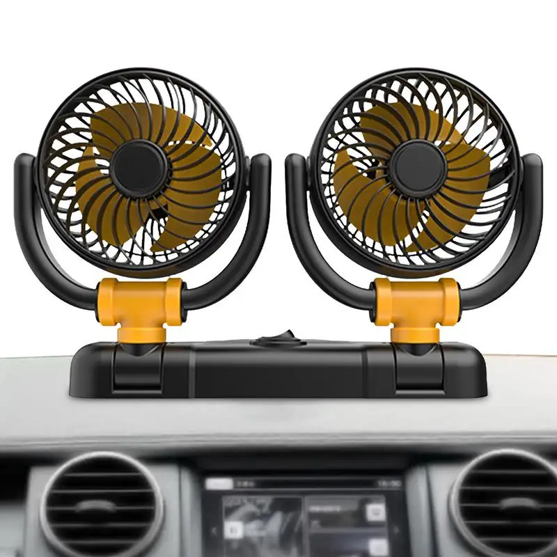 

Автомобильный вентилятор с двумя головками, охлаждающий вентилятор для приборной панели автомобиля, регулируемый, с воздушным охлаждением, вентилятор для заднего сиденья