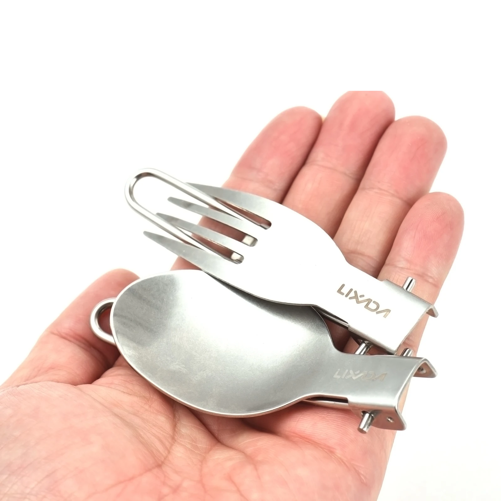 LIXADA Folding Camping Utensils Set Portable Stainless Steel Foldable Spoon Fork for Camping Hiking Picnic Travel Tableware