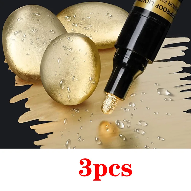 Mirror Chrome Markers Set - Gold & Silver Permanent Reflective Paint Pens for Resin, Metal, Glass, and Plastic Surfaces