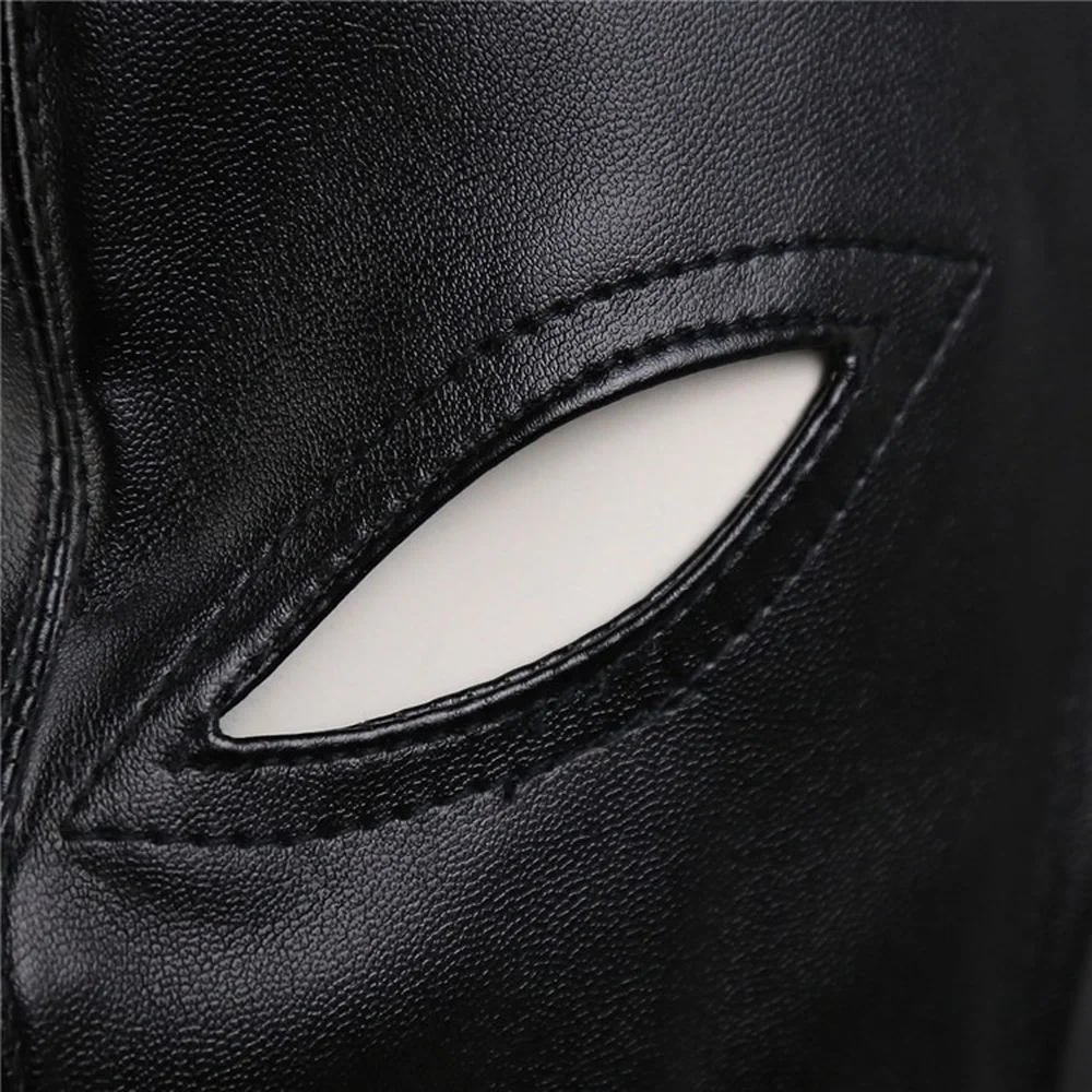 Maschera erotica SM con cappuccio in pelle, imbracatura per la testa, feticismo, occhi aperti e bocca, schiavo, parte del sesso_voghion.com