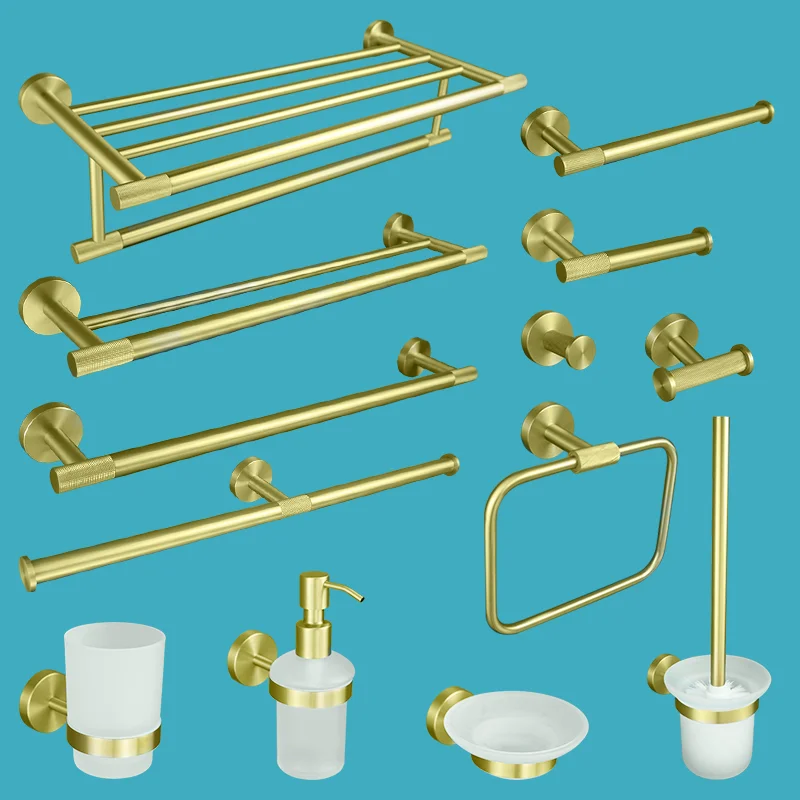 Gold wire hanging stainless steel clothes hook toilet brush soap pot paper towel holder cup holder bathroom accessories