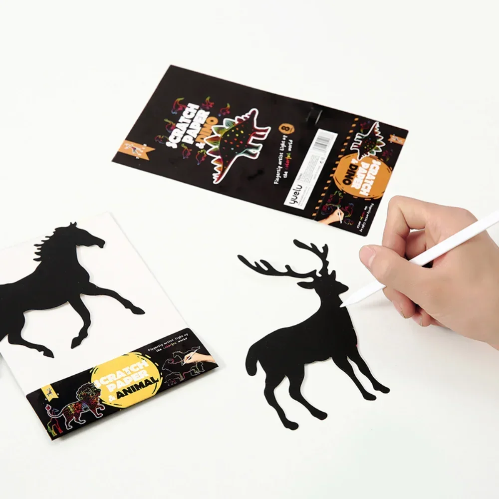 

8Pcs Magic Scratch Drawing Paper DIY Scratch Art Bookmark Kids Drawing Toys Painting Book Creative Card Sticker Educational Toys