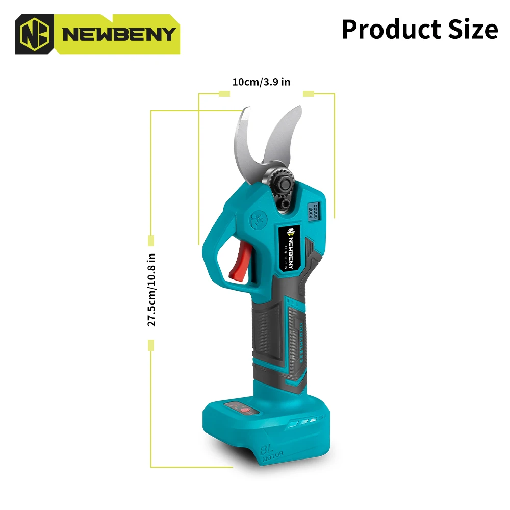 NEWBENY 30mm Brushless Electric Pruner Shear 4 Gears Cordless Garden Bonsai Electric Scissors Power Tools For Makita 18V Battery