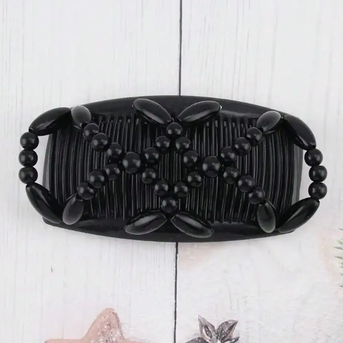 Handgefertigter Perlenhaarkamm, DIY-Doppelreihen-Haarkamm mit Clip, modisches Accessoire für Damen_voghion.com
