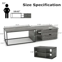 Set of 2 nested coffee tables, modern central coffee table, drawer and storage rack, living room bedroom side table 2