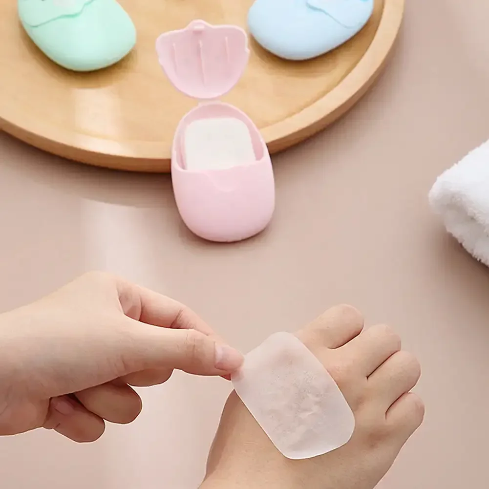 Travel Paper Soaps Portable Disposable Cleaning Soap Paper Cartoon Travel Paper Soaps Cute Bear Paper Soap Tablets for Travel 2