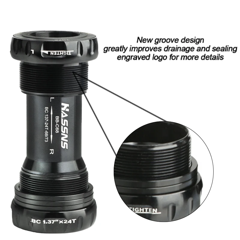 BSA 68 세라믹 바텀 브래킷 24mm 나사산 BB68 밀폐형 베어링 자전거 BB 68mm 73mm MTB 산악 자전거용 할로우 센터