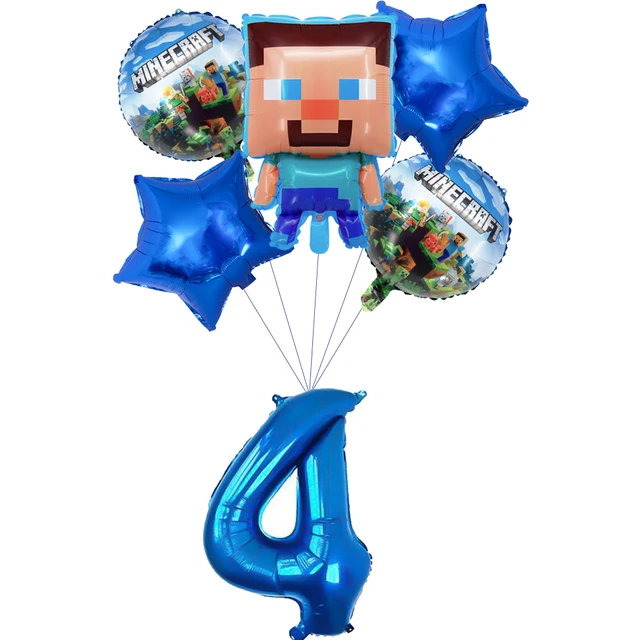 thumbnail image 1 of New Miner Craftings Pixel Game Decoraciones para fiestas de cumpleaños Globos 3D Vajilla Decoraciones para pasteles Suministros para fiestas infantiles Baby Shower, 1 of 5