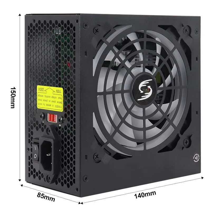 500W ATX 파워 서플라이 12V 20+4핀 비모듈러 ARGB 초저소음 PC 파워, 데스크탑 게이밍 컴퓨터에 적합