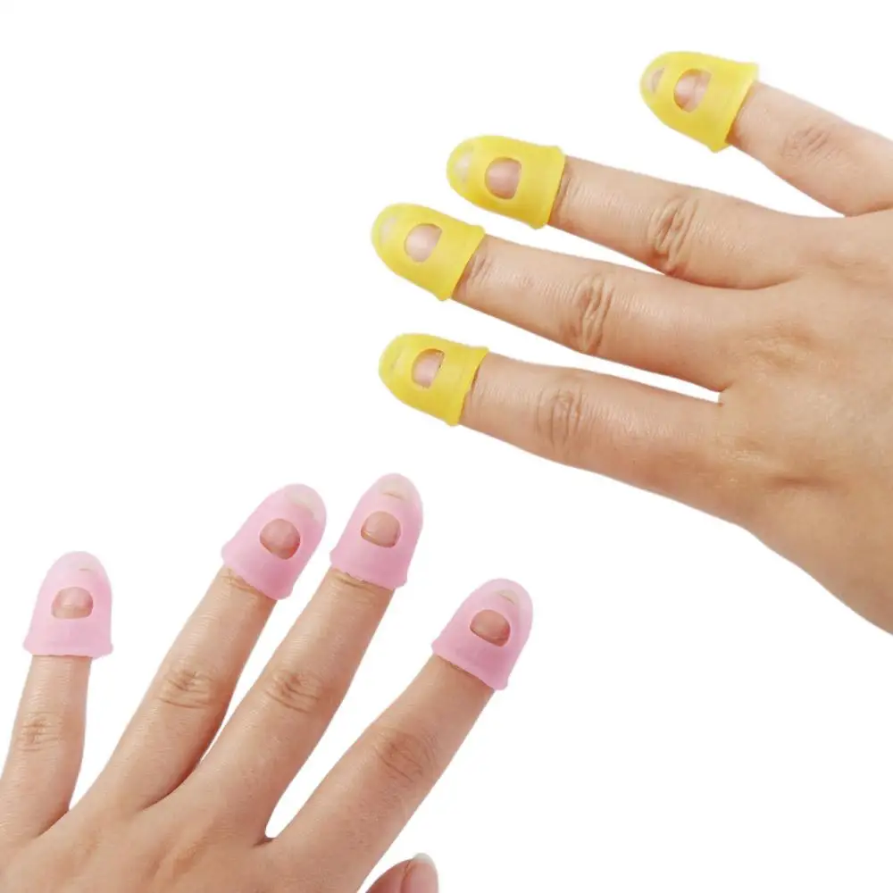 Guitar Finger Guards 4pcs/set Solid Color Non-Slip Rubber Thimble