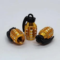 4 - Piece Aluminum Grenade Tire Valve Cap Set (Gold)