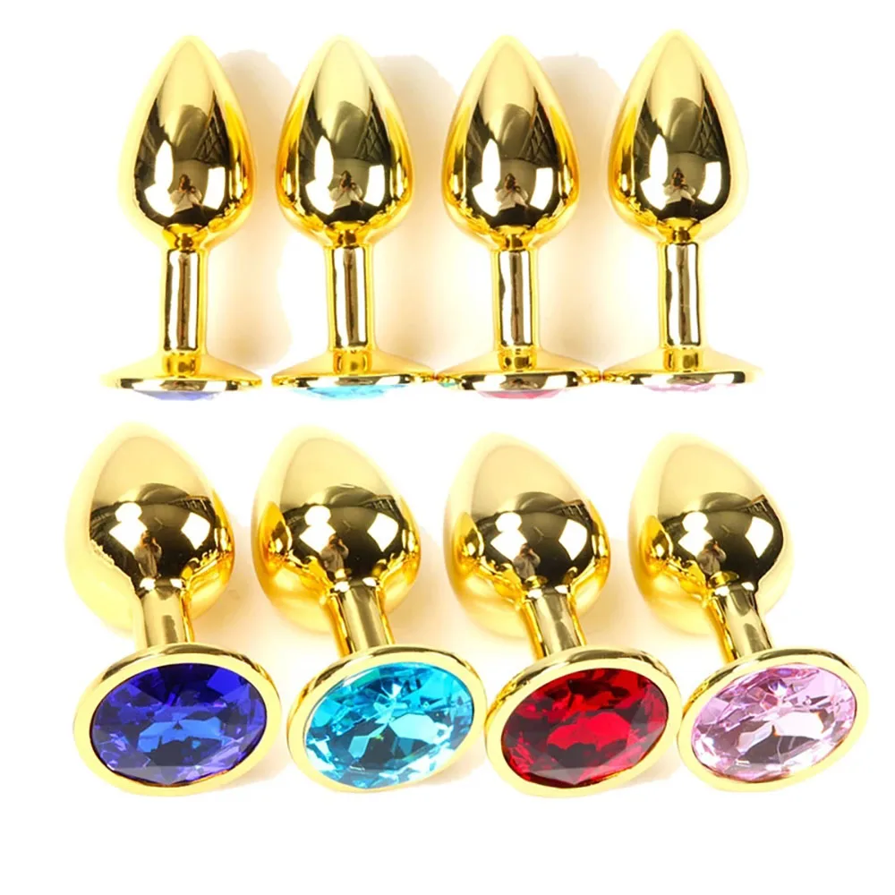 3PCS a Set Diamond Anal Butt Plug Metal Round Anal Plug with Diamond Anal Butt Training Plugs For Women Men Couple Adult Sex toy — view 6